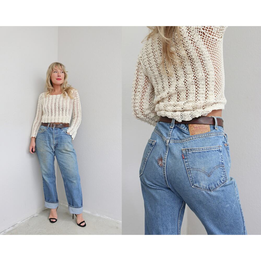 1990's Vintage Distressed 517 Levi Boot Cut Patina Jeans Women's LG XL Men's LG